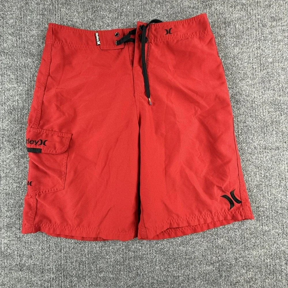 Hurley Swim Trunks Mens Medium Red Board Shorts‎ Drawstring Quick Dry Surf